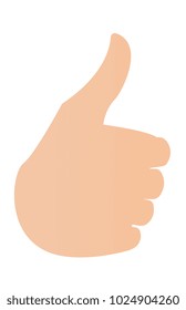 Human hand with thumb up vector cartoon illustration isolated on white background.