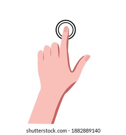 Die menschliche Hand berühren Bildschirm Signage Symbol trendy. Flaches Design einzeln auf weißem Hintergrund. Vektorgrafik.