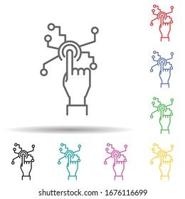 Human hand touch technologies concept line multi color set icon. Simple thin line, outline of robo icons for ui and ux, website or mobile application