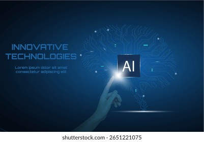 Human Hand Touching AI Interface – Smart Innovation Technology Background