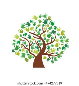 human hand tree gesture shape icon. Isolated and flat illustration. Vector graphic