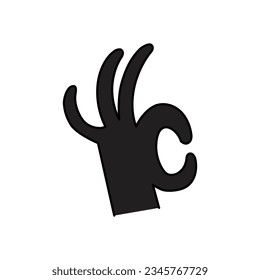 Human hand with two fingers shows ok and approve gesture. Perfectly ok hand symbol vector graphics.