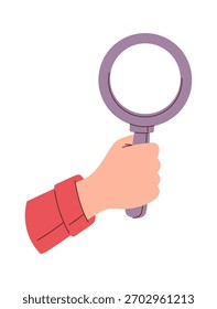 Human hand using magnifying glass