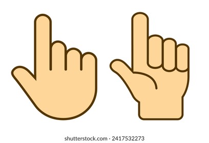 Human hand vector cartoon isolated on white background. Flat illustration of pointing finger, web design elements