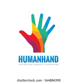 Human hand - vector logo template concept illustration. Abstract creative sign. Design colored element.