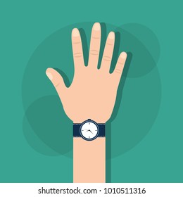 human hand with wrist watch time