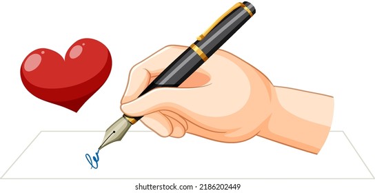 Human hand writing on paper illustration