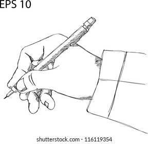 Human Hand Writing Vector Line Sketch Up, EPS 10.