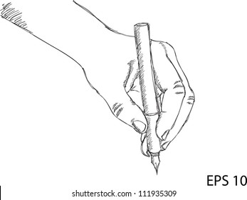 Human Hand Writing Vector Sketch Up, EPS 10.