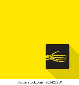 Human hand x-ray image scan icon with long shadow.