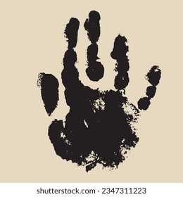Human handprint. Trace. Human Palm. Black print on a light background