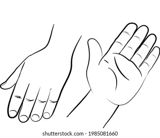 human hands black and white line vector design