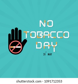 Human hands and cigarette.Quit Tobacco vector logo design template.May 31st World No Tobacco Day concept.Stop Smoking.No Smoking Day.No Tobacco Day Awareness Idea Campaign.Vector illustration.