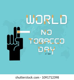 Human hands and cigarette.Quit Tobacco vector logo design template.May 31st World No Tobacco Day concept.Stop Smoking.No Smoking Day.No Tobacco Day Awareness Idea Campaign.Vector illustration.