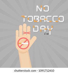 Human hands and cigarette.Quit Tobacco vector logo design template.May 31st World No Tobacco Day concept.Stop Smoking.No Smoking Day.No Tobacco Day Awareness Idea Campaign.Vector illustration.