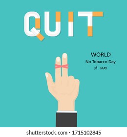 Human hands and cigarette.Quit Tobacco vector logo design template.May 31st World no tobacco day.No Smoking Day Awareness Idea Campaign.Vector illustration.