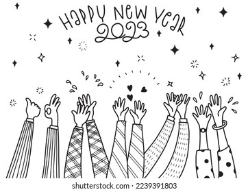 Human hands clap joyfully as they welcome the start of a new year.