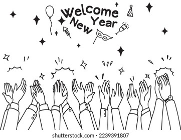 Human hands clap joyfully as they welcome the start of a new year.