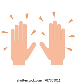 Human hands clap, simple graphic element, isolated vector on white background