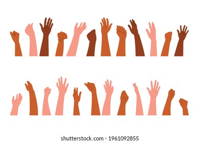 Human hands clap, clap. Vector illustration in a flat style on a white background.