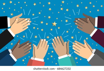 Human Hands Clapping. Applaud Hands. Illustration In Flat Style.