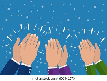 Human hands clapping. applaud hands. vector illustration in flat style.