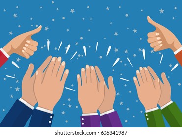 Human hands clapping. applaud hands. vector illustration in flat style.