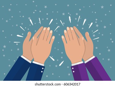 Human hands clapping. applaud hands. vector illustration in flat style.