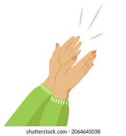 Human hands clapping. applaud hands. Women clap. Greetings thanks support