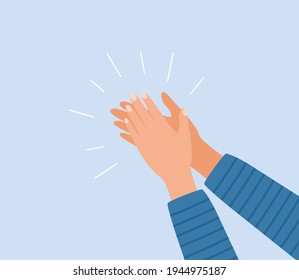 Human hands clapping. Applauding hands. Expression of approval, admiration, support, gratitude, recognition. Vector illustration in flat style