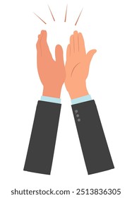 Human hands clapping. Gesture of admiration. Bravo. Congratulations concept. Vector flat cartoon style graphic illustration