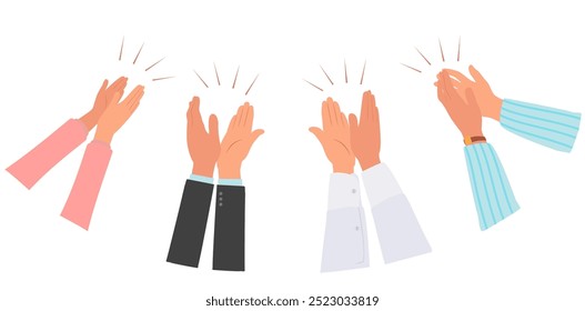 Human hands clapping. Gesture of admiration. Bravo. Congratulations concept. Banner with text place concept. Vector flat cartoon style graphic illustration