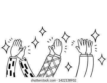 Human hands clapping ovation. hand drawn doodle style