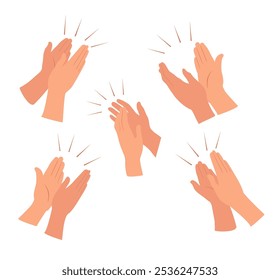 Human hands clapping set. Gesture of admiration. Bravo. Congratulations concept. Vector flat cartoon style graphic illustration