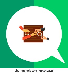 Human hands and coffee cups flat icon
