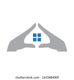 human hands created house shape, vector
