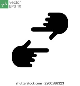 Human hands Cropping symbol glyph icon. hand gesture of process movie production. Film making, director's vision. photography Shot frame direction vector illustration design on white background EPS 10