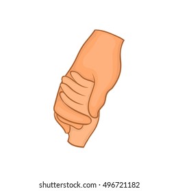 Human hands demonstrating a gesture of or solidarity, white background