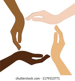 human hands with different skin color tolerance and anti racism concept vector illustration EPS10