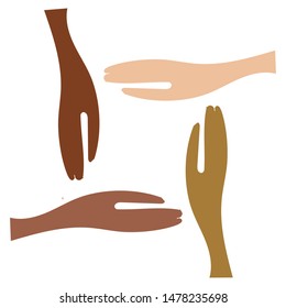 Human Hands With Different Skin Color Tolerance And Anti Racism Concept