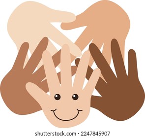 Human hands with different skin colours illustration