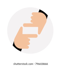 Human hands doing cropping symbol. Hand icon frame.