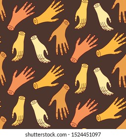 Human hands doodle vector seamless vector pattern colorful design
