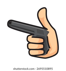 Human Hands Finger Point Look Like Gun Shape. Symbol, Cartoon, Vector, Illustration.   