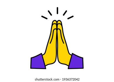 Human Hands Folded in prayer. Clasped hands. Mudra Namaste. Hands folded in a welcome gesture. Concept of trust and love to christianity. Appeal to heaven, request for donate