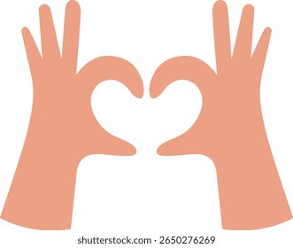 Human Hands Forming Heart Shape: Simple Vector Illustration Symbolizing Love, Care, and Connection