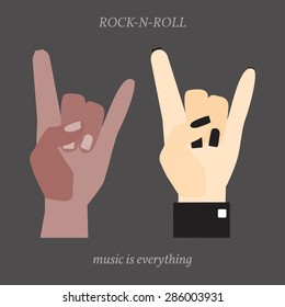 Human Hands Giving the Rock and Roll Sign. Vector Illustration.
