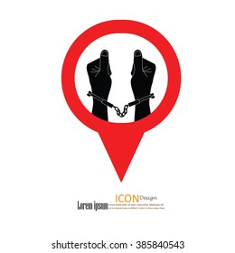 human hands  handcuffed.hands with handcuff.vector illustration.