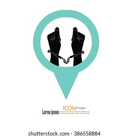 human hands  handcuffed.hands with handcuff.vector illustration.