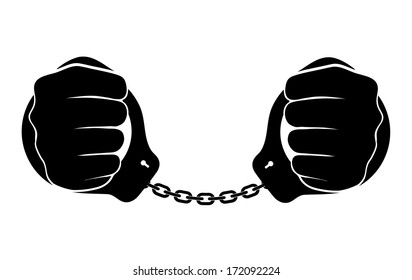 Human Hands In Handcuffs